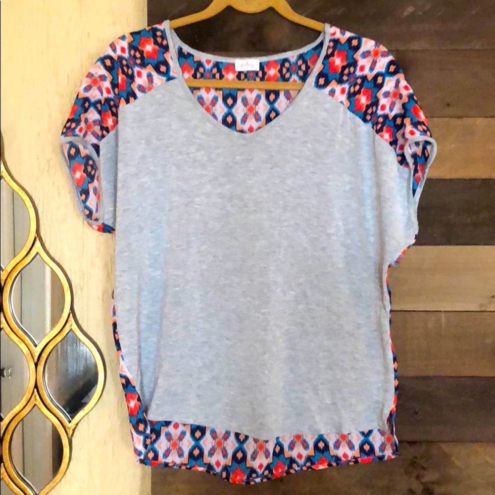 Pixley Gray & Colorful Ikat Top - Med